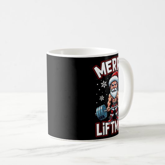 Mug Merry Liftmas Funny Santa Claus Workout Gym Fitnes (Devant droit)