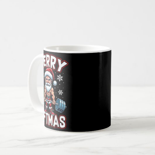 Mug Merry Liftmas Funny Santa Claus Workout Gym Fitnes (Devant gauche)