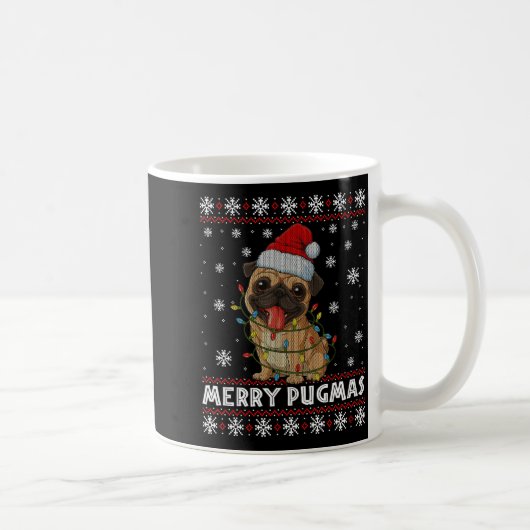 Mug Merry Pugmas Ugly Christmas Sweater Cute Pug Dog (Droite)