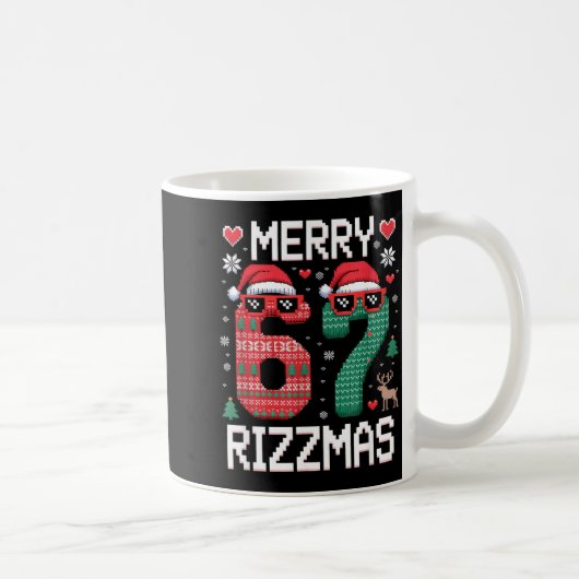 Mug Merry Rizzmas 67 Knitted Sweater Sungles Funny  (Droite)