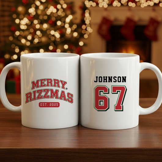Mug Merry Rizzmas Athletic Sports Jersey Christmas
