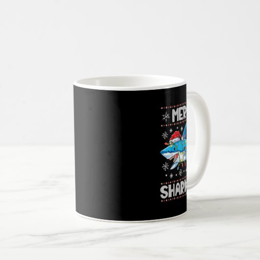 Mug Merry Sharkmas Sharkmas Père Noël laids lumières d (Devant droit)