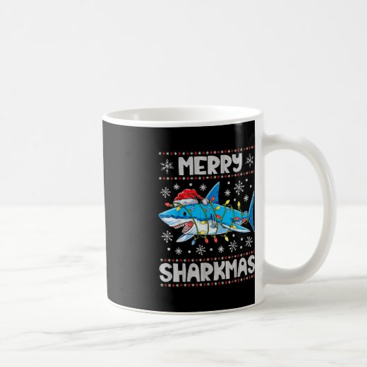 Mug Merry Sharkmas Sharkmas Père Noël laids lumières d (Droite)