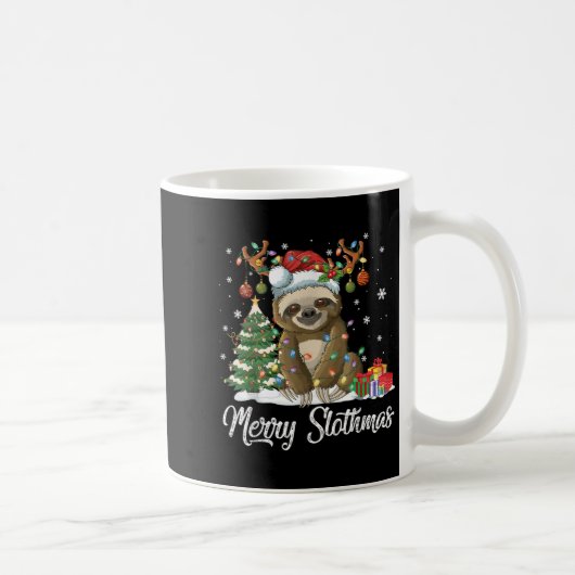 Mug Merry Slothmas Funny Sloth Christmas Tree Lights X (Droite)