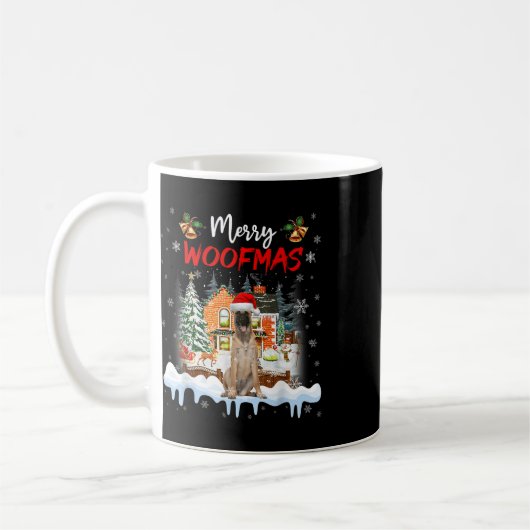 Mug Merry Woofmas Berger belge Chien de Noël (Gauche)