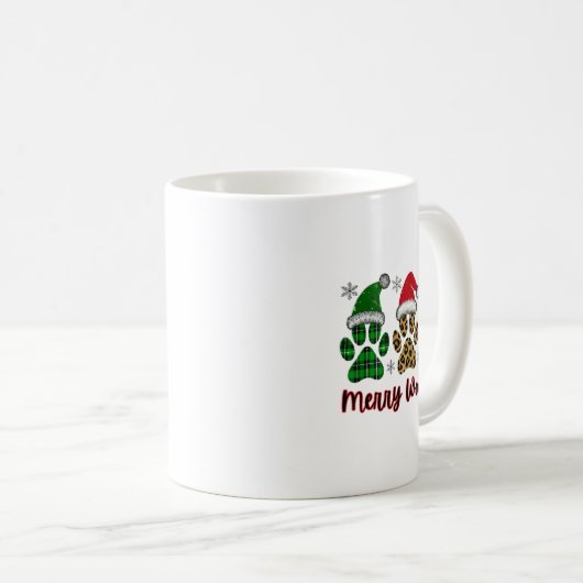 Mug Merry Woofmas Chien Plaid Animal Empreinte de patt (Devant droit)