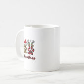 Mug Merry Woofmas Chien Plaid Animal Empreinte de patt (Devant gauche)