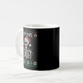 Mug Merry Xmas Skeleton Ugly Sweater, Skull Wearing Sa (Devant gauche)