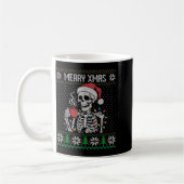 Mug Merry Xmas Skeleton Ugly Sweater, Skull Wearing Sa (Gauche)