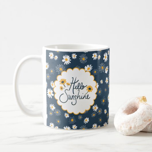 Mug Merveilleuse Marine Jaune Blancs Salut Sunshine (Avec donut)