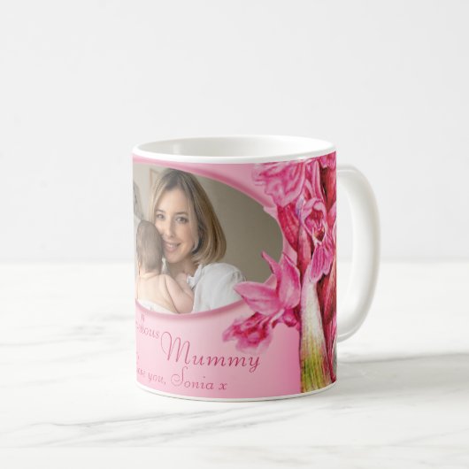 Mug Merveilleuse momie rose orchidée "propre photo" mu (Devant droit)
