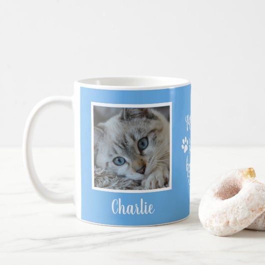 Mug Mes bébés ont des pattes photo bleu (Avec donut)