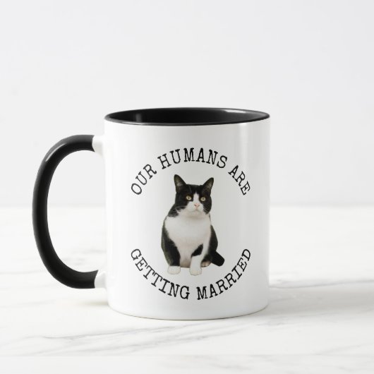 Mug Mes humains se marient Chat Fiançailles cadeau (Gauche)