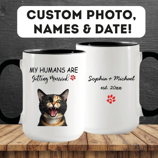 Mug Mes Humains Se Marient Fiançailles Drôle Chat