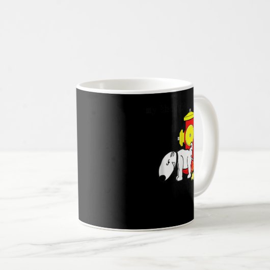 Mug Mes pensées Exactement Chien levant la jambe sur l (Devant droit)