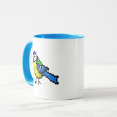 Mug Mésange bleue d'art mignon de pixel (Devant gauche)