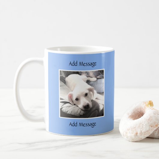 Mug Message bleu clair d'une photo (Avec donut)