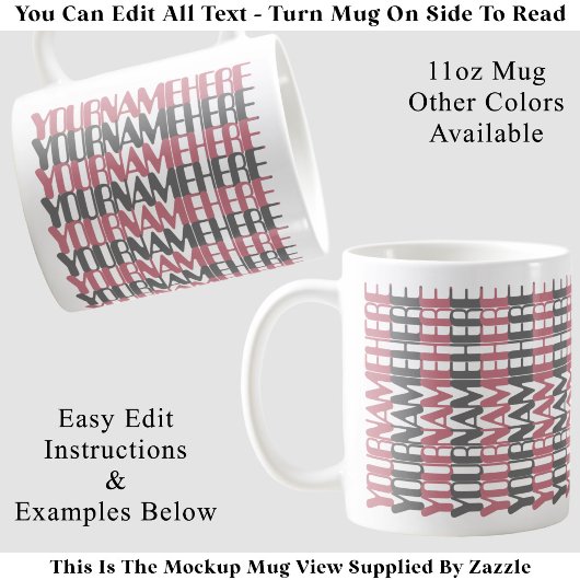 Mug Message caché rose personnalisé avec un long nom s