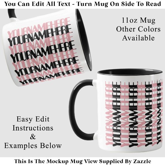 Mug Message caché rose personnalisé avec un long nom s