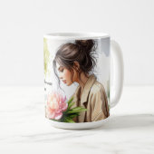 Mug Message d'amitié d'une fille cueillant des fleurs (Devant droit)