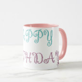 Mug Message d'anniversaire stylo rose (Devant droit)