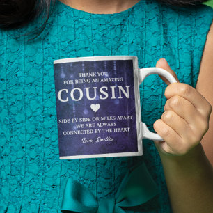Mug Message de coeur de Cousin Merci Personnalisé