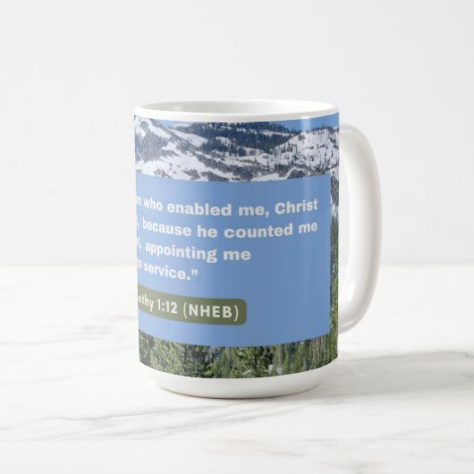 Mug Message de foi - Verset biblique - 1 Timothée 1-12 (Devant droit)