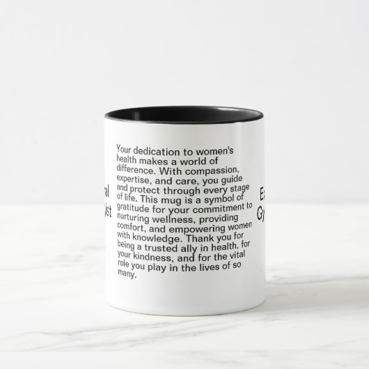 Mug Message de Merci de gynécologue (Centre)