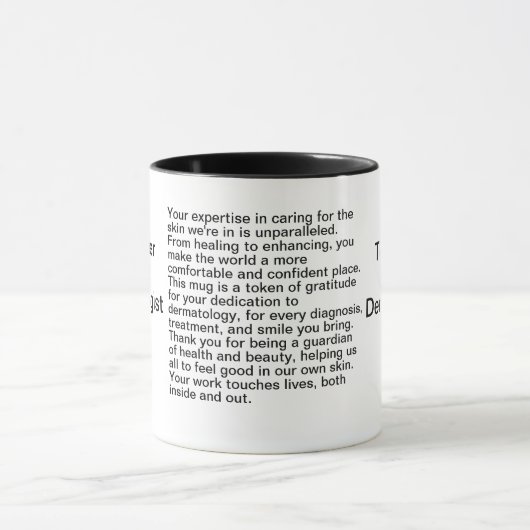 Mug Message de Merci dermatologue (Centre)