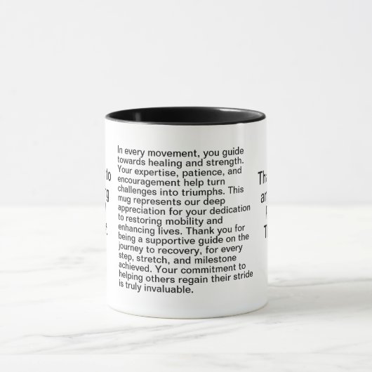 Mug Message de Merci du physiothérapeute (Centre)