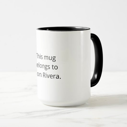 Mug Message de possession : noir et blanc (Devant droit)