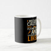 Mug Message de prudence mécanique drôle Auto (Devant droit)