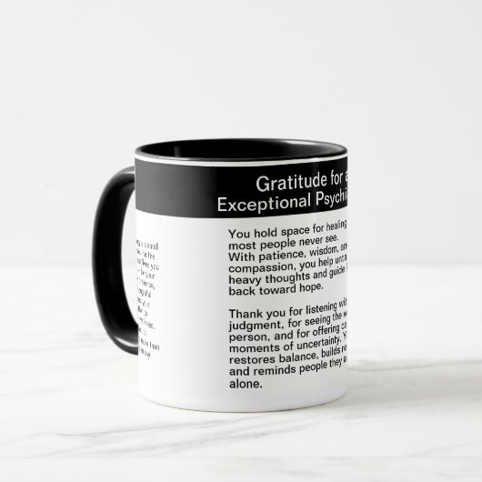Mug Message de remerciement à un psychiatre (Devant gauche)