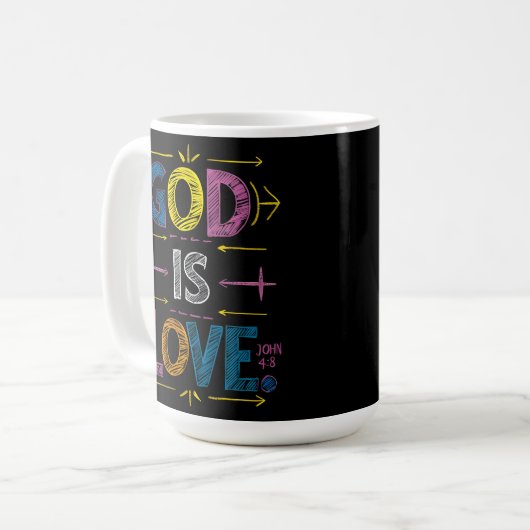 Mug Message divin : Dieu est l'amour flèches (Devant gauche)