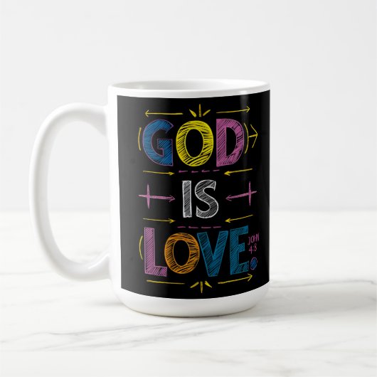 Mug Message divin : Dieu est l'amour flèches (Gauche)