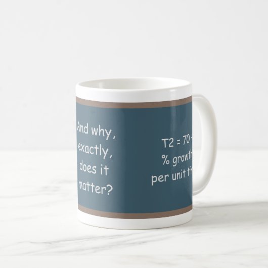 Mug Message et équation "Double Time" sur tableau noir (Devant droit)