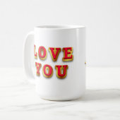 Mug Message Je t'aime avec texte en or (Devant gauche)
