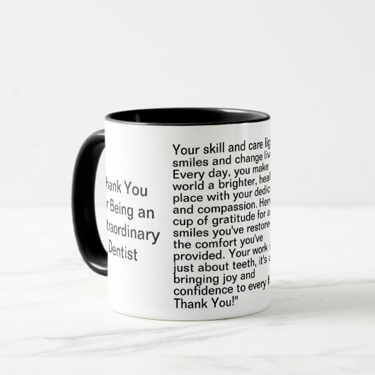 Mug Message Merci pour dentiste (Devant gauche)