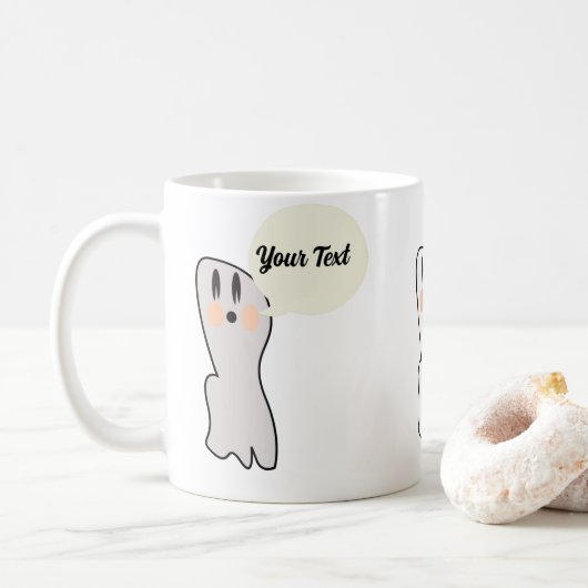 Mug Message Nom Fantôme Rétro Halloween (Avec donut)