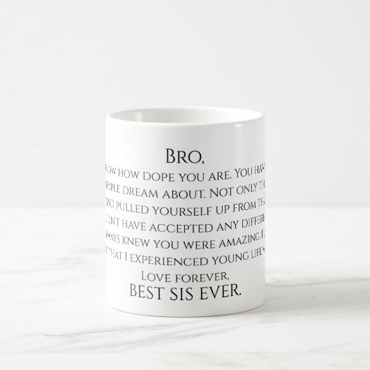 Mug Message personnalisé de sœur à frère (Centre)