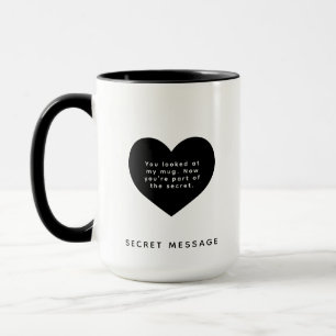 Mug MESSAGE SECRET DU COEUR noir du texte personnalisé