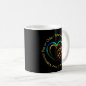 Mug Message texte Noms - Cœurs sur fond noir (Devant droit)