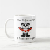 Mug Message Valentine Panda Bear String of Red Hearts (Gauche)