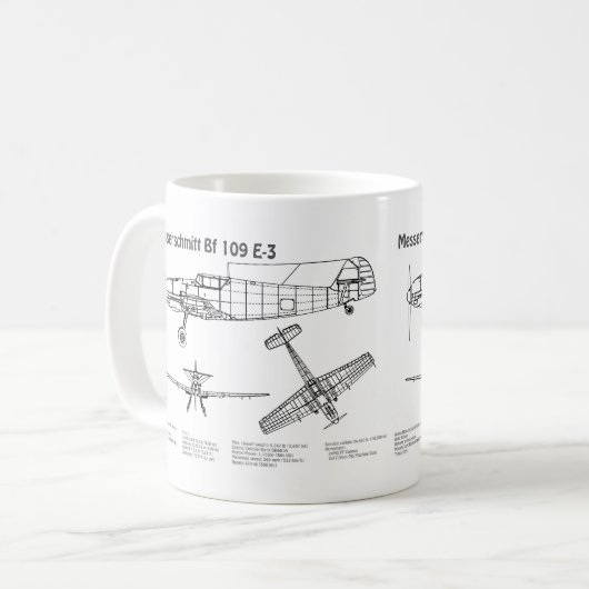 Mug Messerschmitt Bf 109 - Plan d'avion BD (Devant gauche)