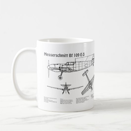Mug Messerschmitt Bf 109 - Plan d'avion BD (Gauche)