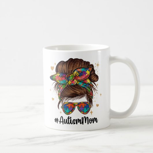 Mug Messy Bun Fier Autisme Maman (Droite)