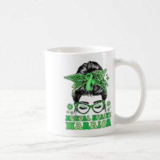 Mug Messy Bun Leopard Green Ribbon Santé mentale Warri