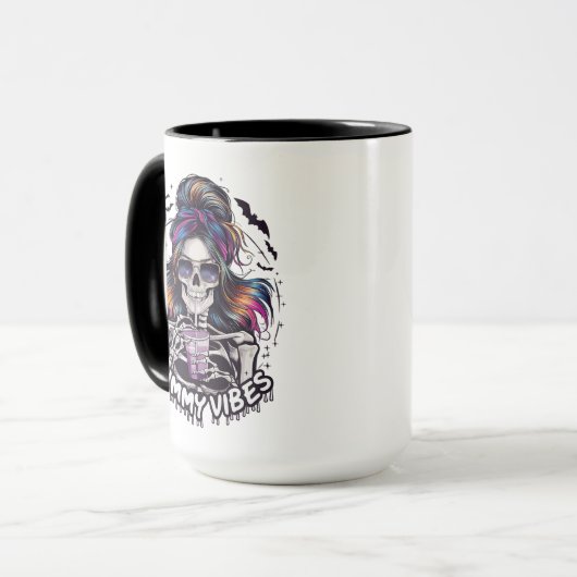 Mug Messy Bun Skeleton "MUMMY VIBES" Café (Devant gauche)