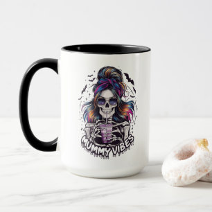 Mug Messy Bun Skeleton "MUMMY VIBES" Café