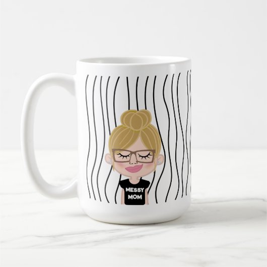 Mug MESSY MOM | Visage(s) amusant(s) rayé(s) Fête des (Gauche)